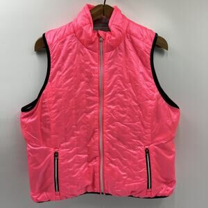 Ralph Lauren Vest Size XL Womens Bright Pink Full Zip Puffer Quilted Sleeveless